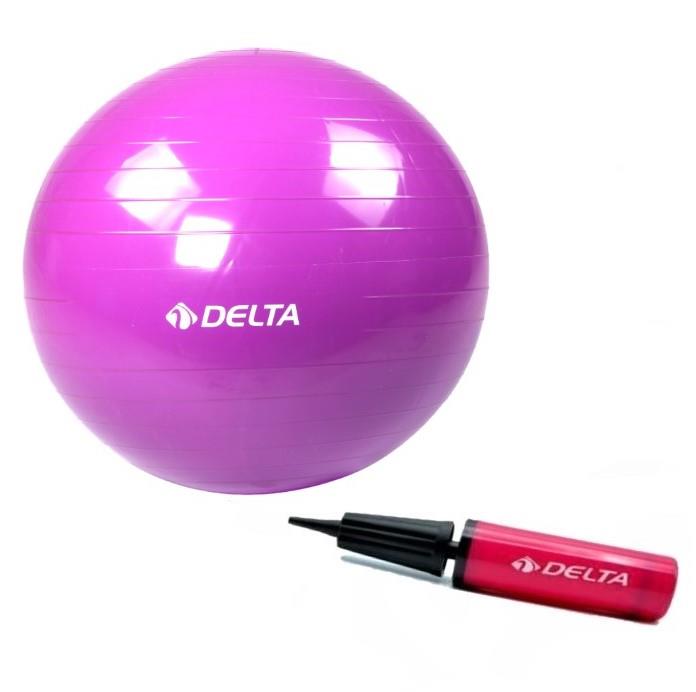 Delta 55 CM Mor Deluxe Pilates Topu ve Çift Yönlü Pompa Seti