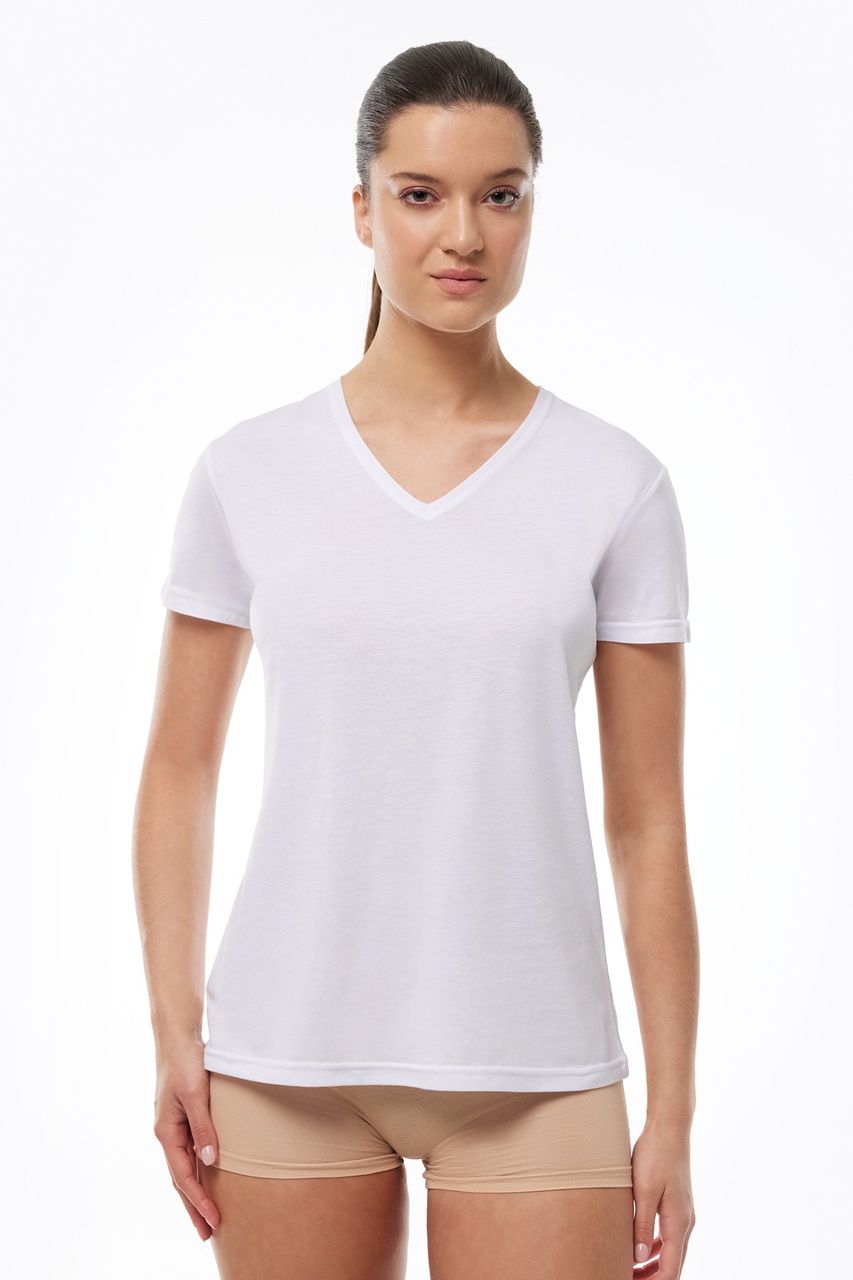 Malabadi Kadın Basic V-Yaka Ince Modal T-Shirt 7051