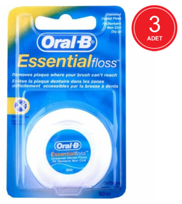 Oral-B Essential Floss Nane Aromalı Mumlu Diş İpi 50 M x 2 Paket