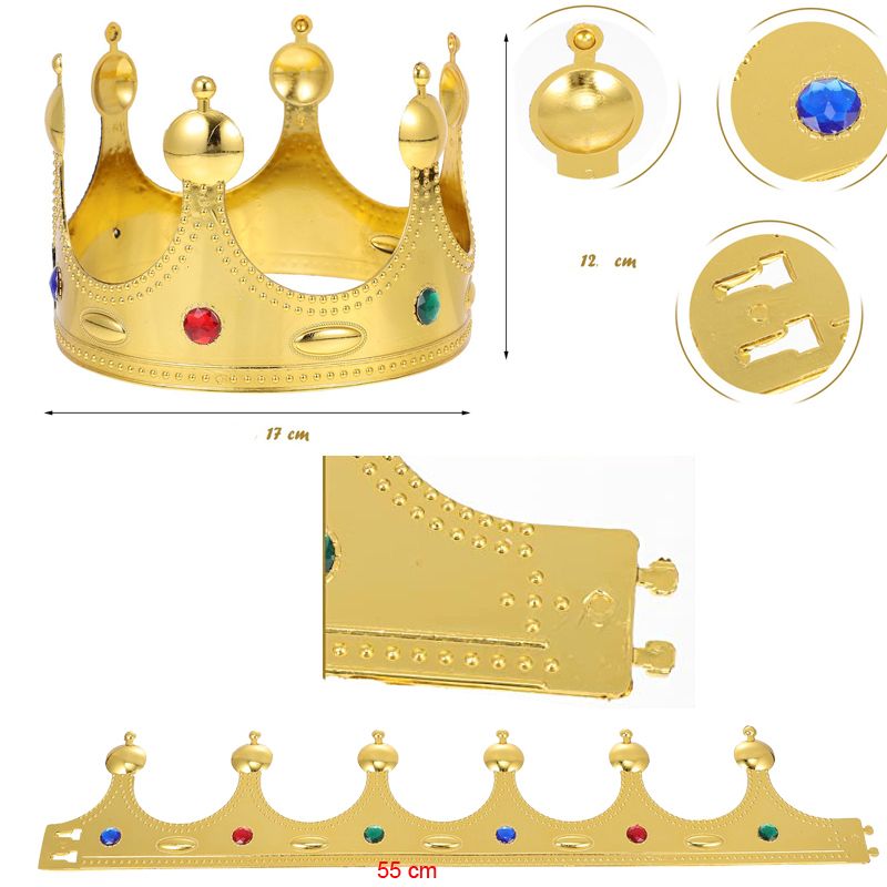 Altın Renk Birleştirmeli Prens Taç Plastik Kral Tacı 1 Adet Çocuk