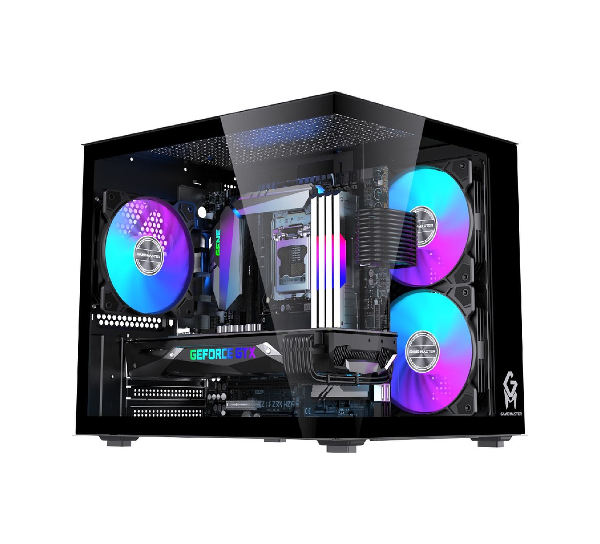 Gm-x1 Tuştan Değişmeli 3x Rgb Fanlı Gaming Mini Akvaryum M-atx Siyah Kasa