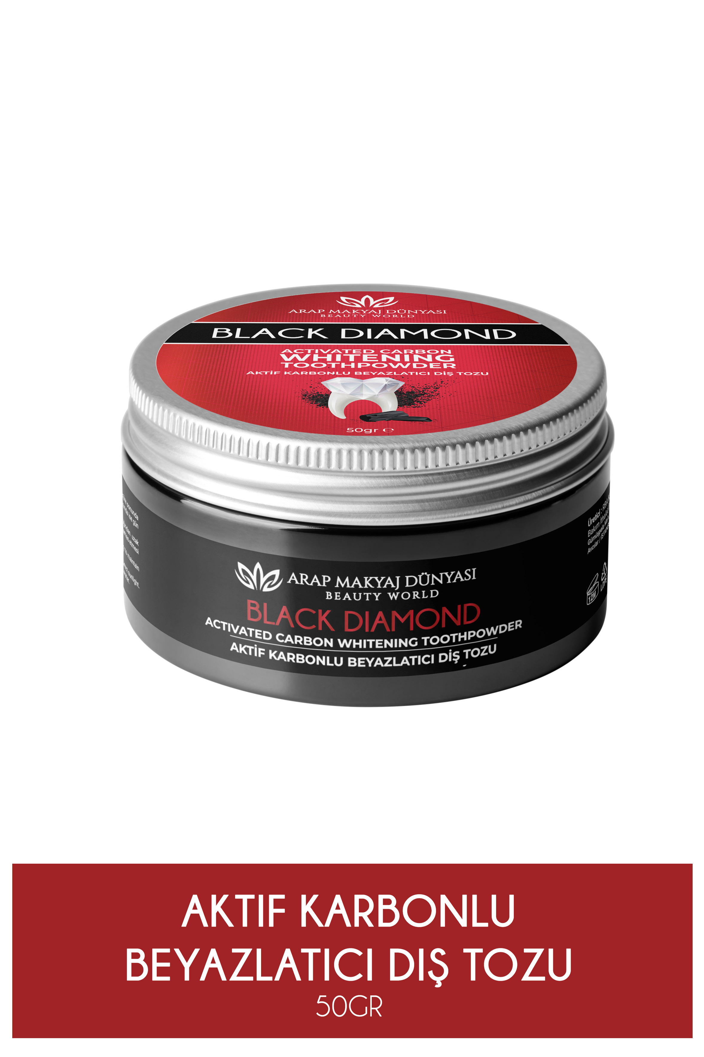 Arap Makyaj Dünyası Black Diamond Aktif Karbon Diş Beyazlatma Tozu 50 G