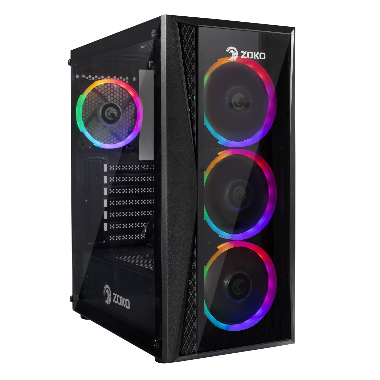 Zoko MELODY-X 4x12cm Auto Rainbow Fanlı Temper Cam 600w Gaming Bilgisayar Kasası