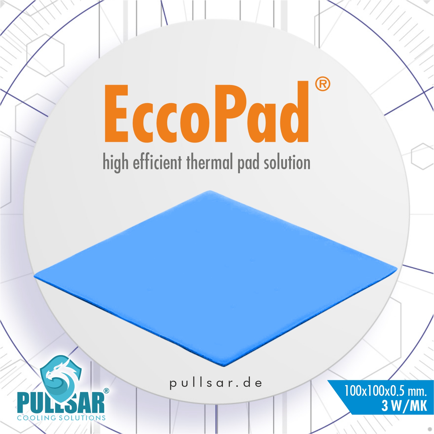 Pullsar Eccopad Thermal Pad 100 x 100 x 0.5 MM 3.0 W/M x K