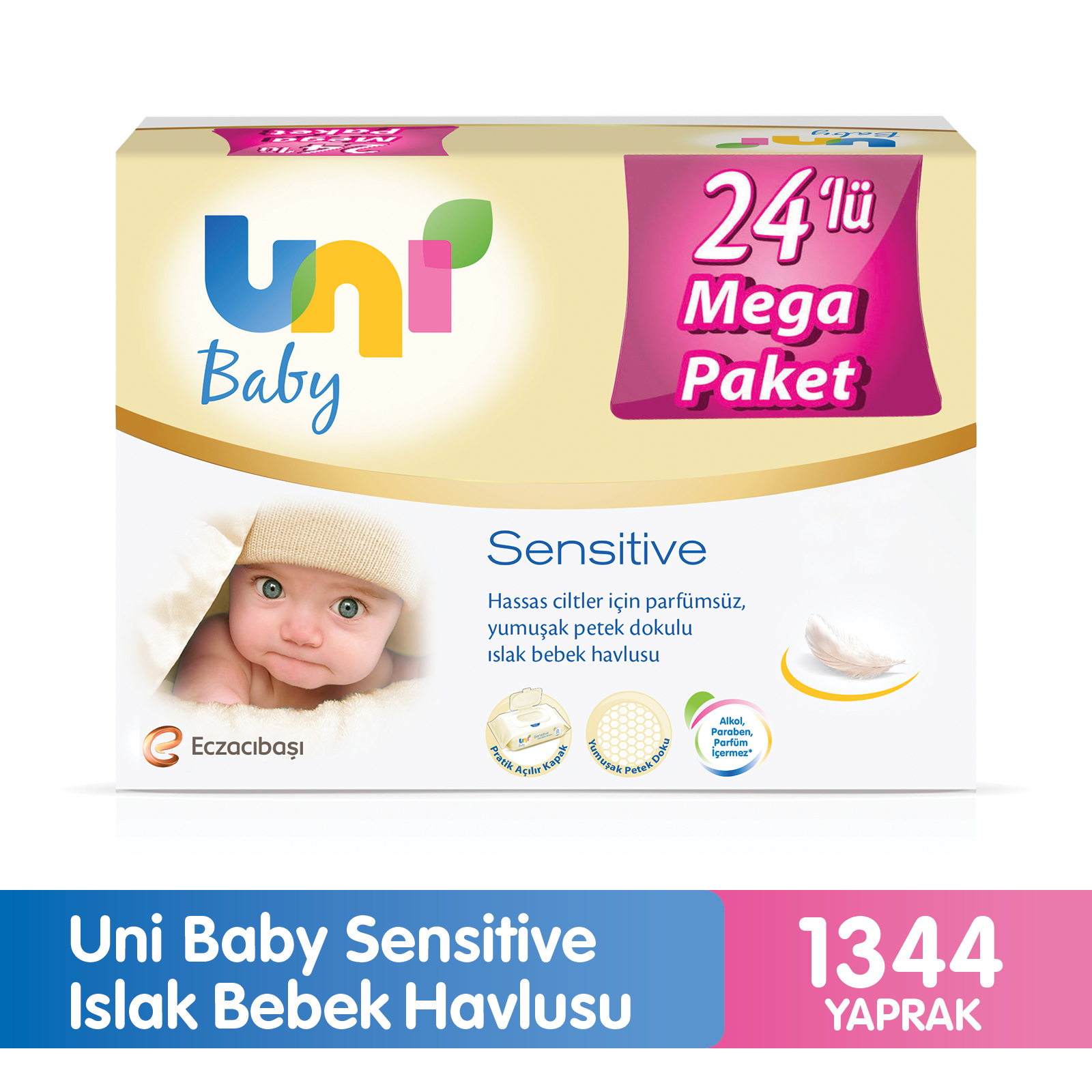Uni Baby Sensitive Islak Bebek Havlusu 24'Lü Mega Paket 1344'Lü