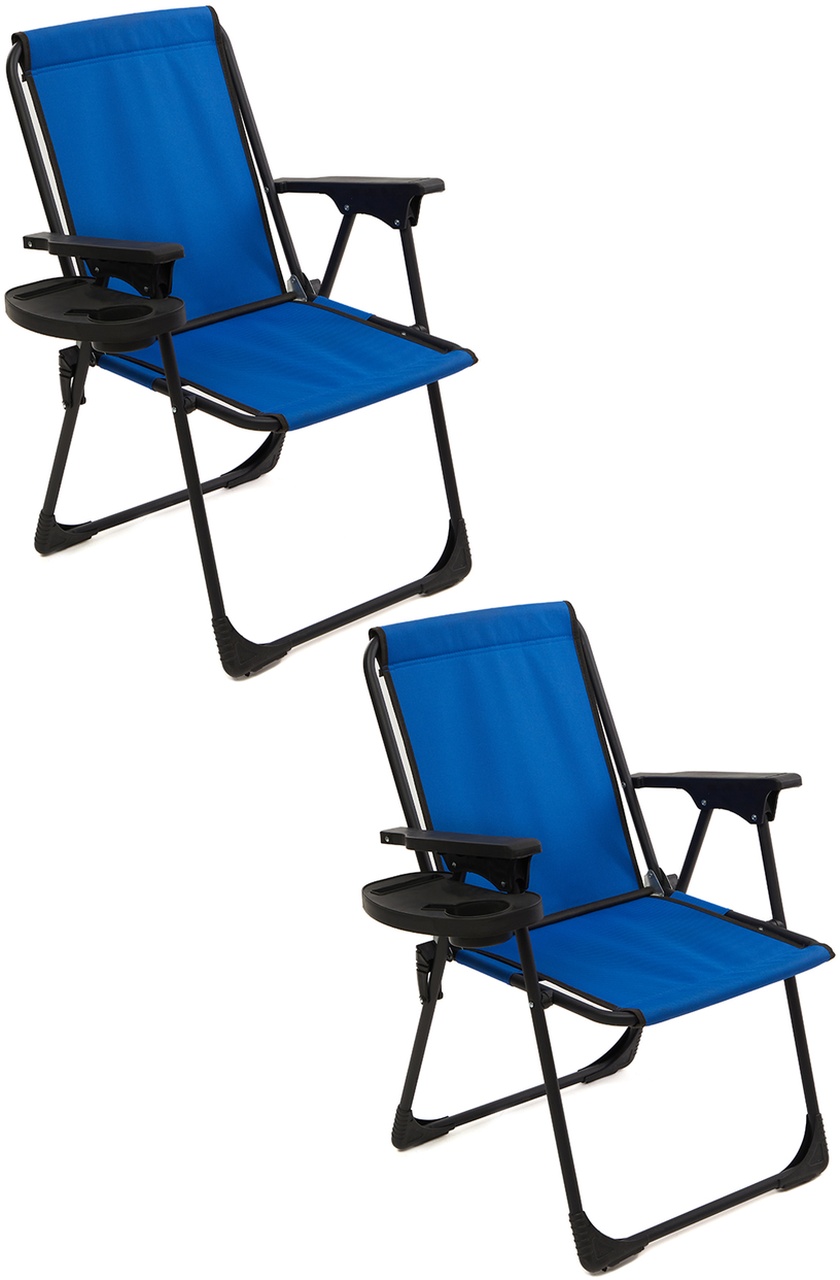 Natura 2 Adet Kamp Sandalyesi Dikdörtgen Bardaklıklı - Mavi