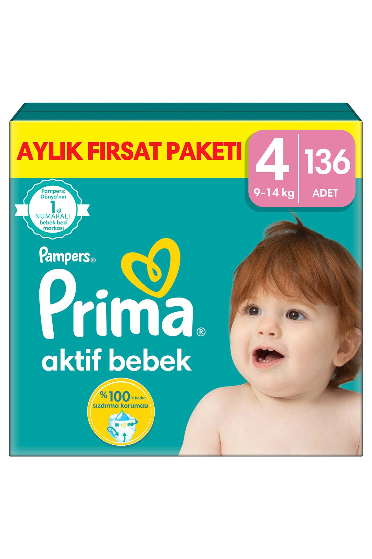 Prima Aktif Bebek 4 Beden Maxi Bebek Bezi Aylık Fırsat Paketi 136 Adet