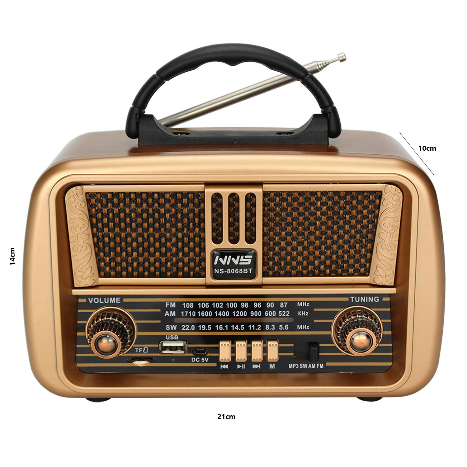 Nns NS-8068BT Nostaljik Bluetooth Özellikli Radyo Krem