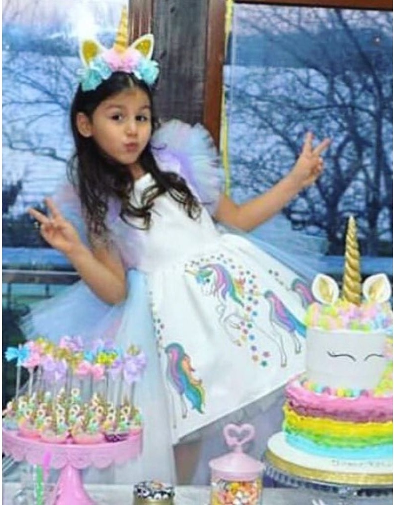 Unicorn Baskılı My Little Pony Kız Çocuk Doğum Günü Elbise&Kostüm