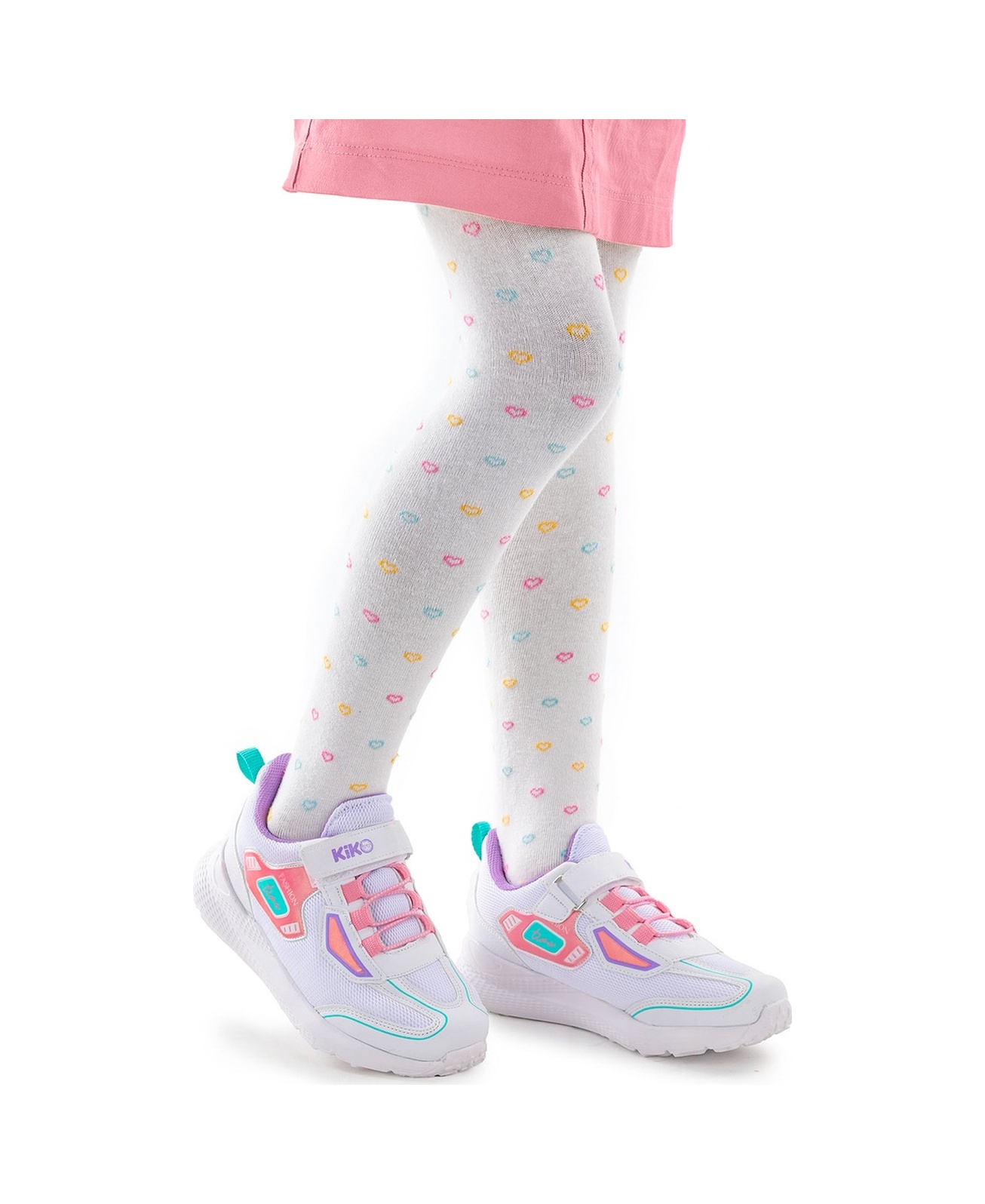 Kiko Kids Cırtlı Fileli Kız Çocuk Spor Ayakkabı 3003 Beyaz - Şeker 001 Beyaz 34