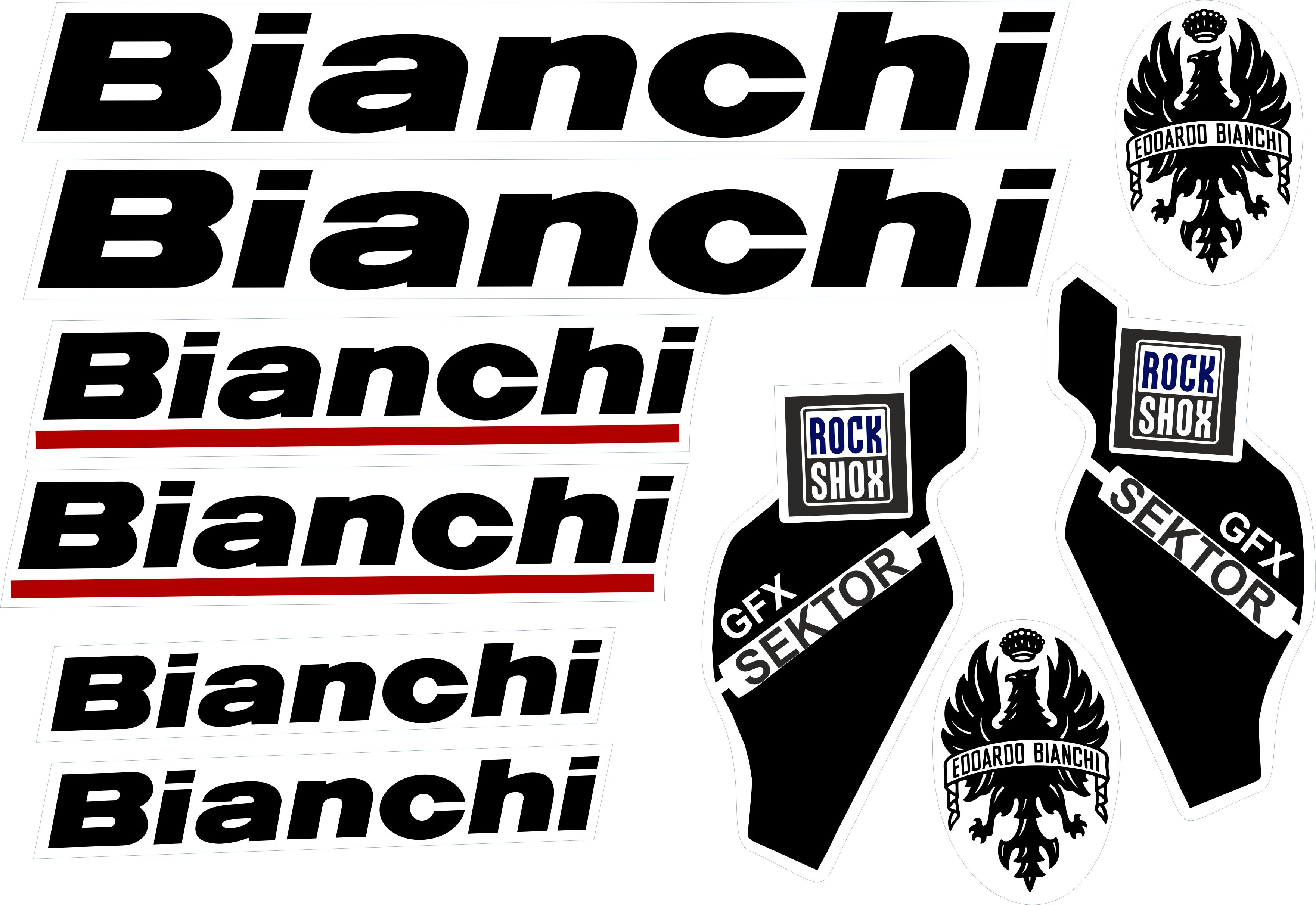 Bianchi Bisiklet Sticker Etiket Seti Siyah A4