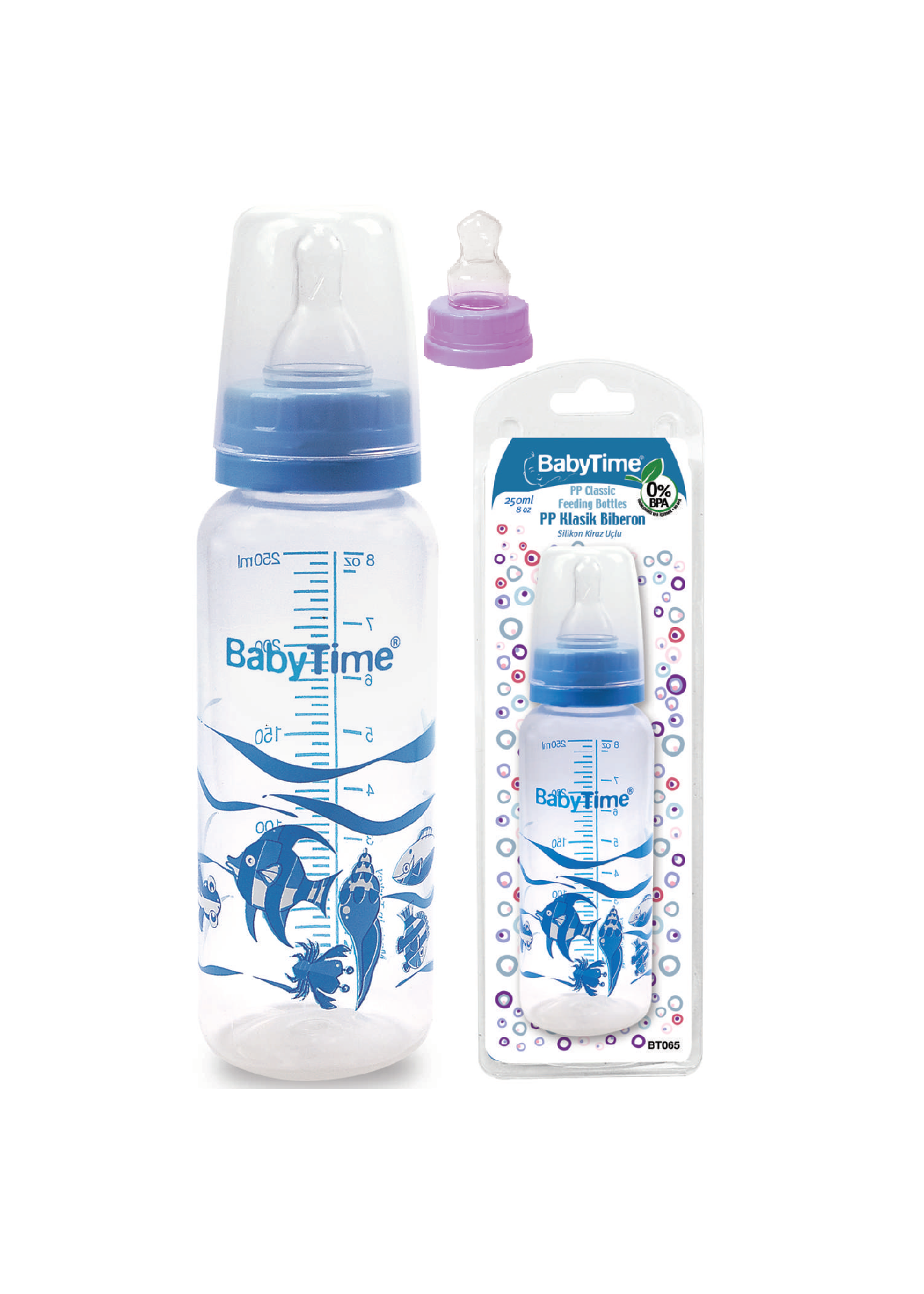 Baby Time Klasik Silikon Damak Uçlu Pp Biberon 250 ML