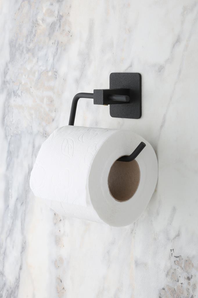 Alper Banyo Yapışkanlı Kare Açık Tuvalet Kağıdı Askısı Siyah