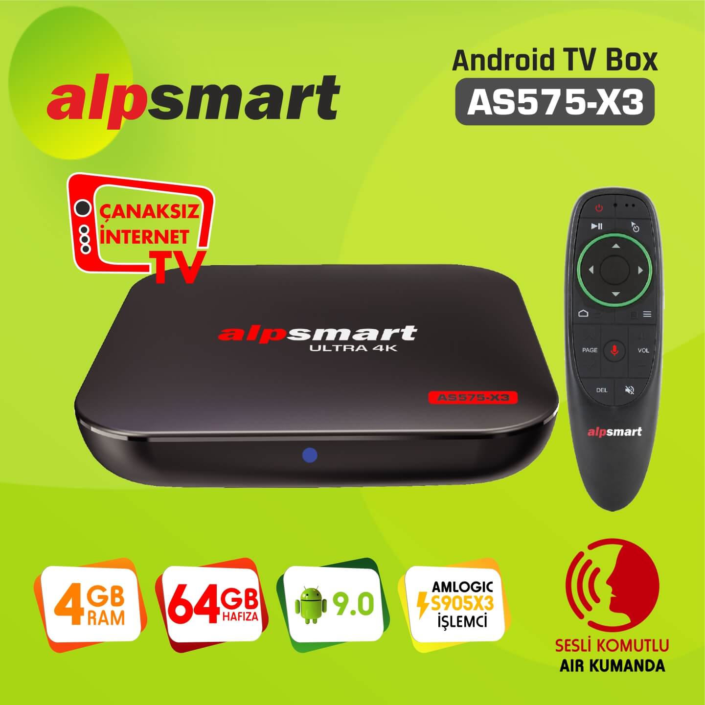 Alpsmart As575 X3 Android Tv Box 4G/64G