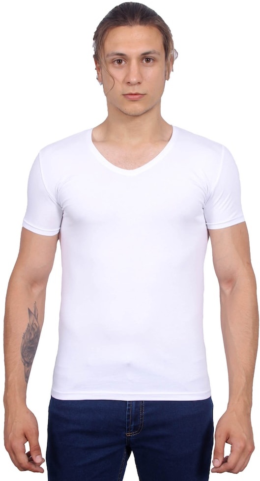 Diandor V Yaka Erkek T-Shirt Beyaz/White 1817014