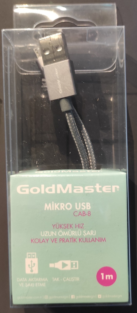 Goldmaster Mobile Micro USB Cab-8 Yüksek Hızlı Uzun Ömürlü Şarj Kablosu