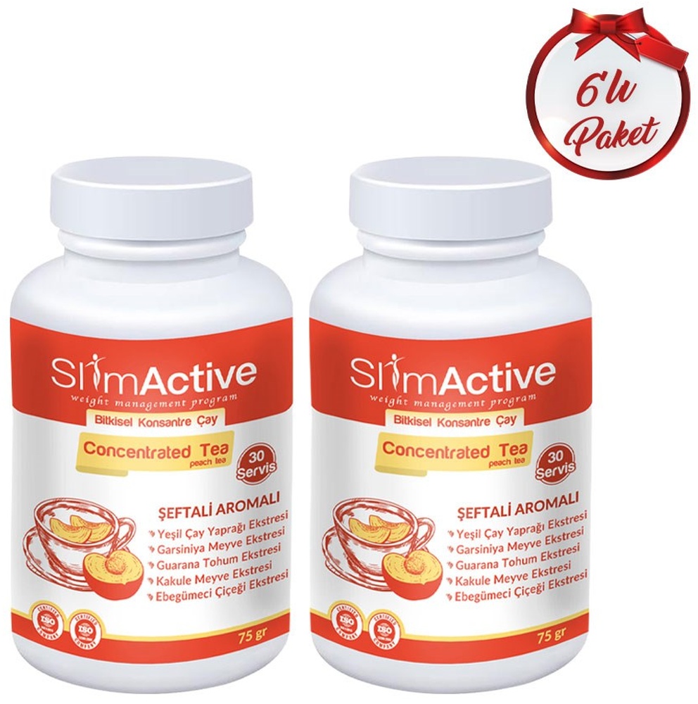 Slim Active Şeftali Aromalı Bitkisel Konsantre Çay 6 x 75 G