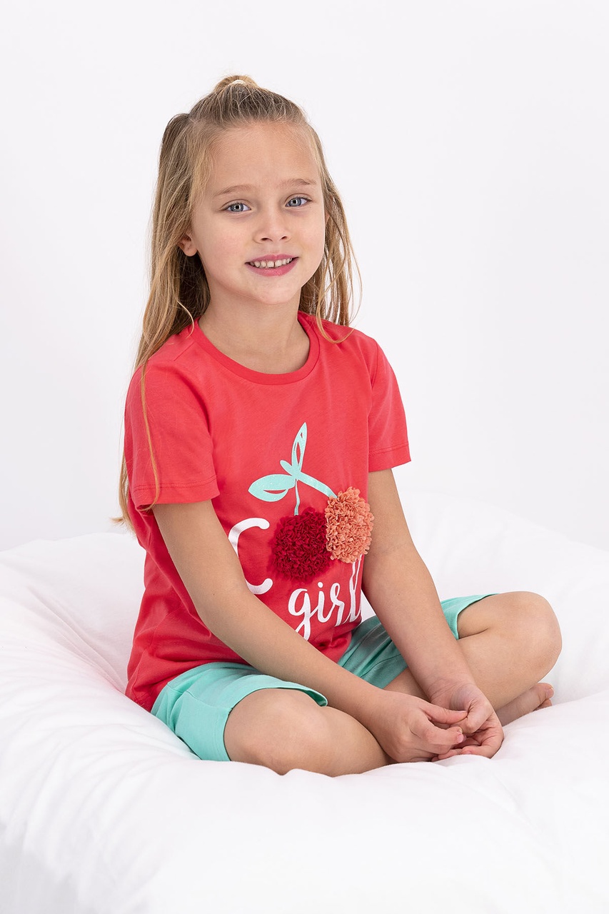 Rolypoly Cherry Girls Nar Çiçeği Kız Çocuk Kapri Takım 5274-27026