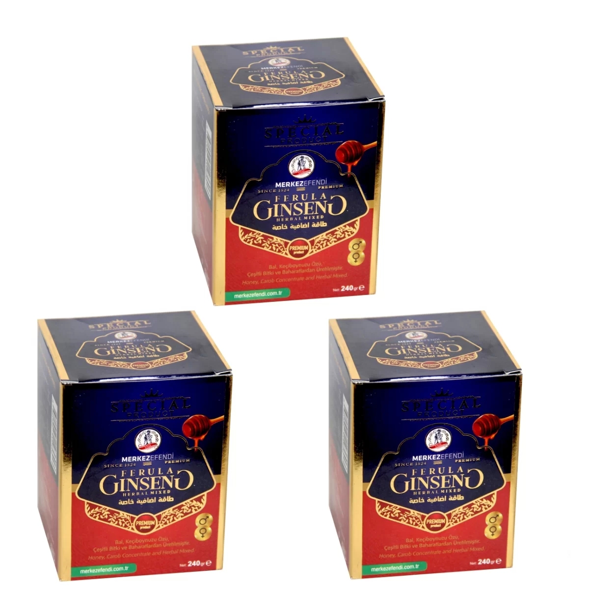 Merkez Efendi 3 Kavanoz Ginseng Mesir Macunu 240 Gr