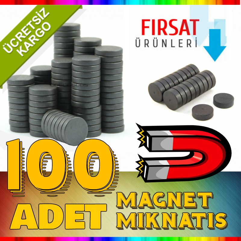 100 Adet Mıknatıs Yuvarlak Mıknatıs Süsleme Magnet 14X3 MM