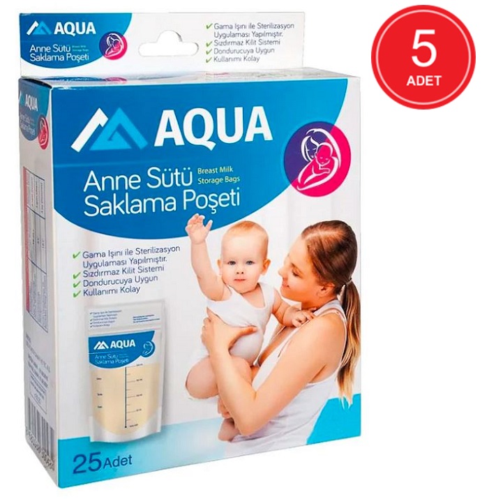 Aqua Anne Sütü Saklama Poşeti 5 x 25 Adet