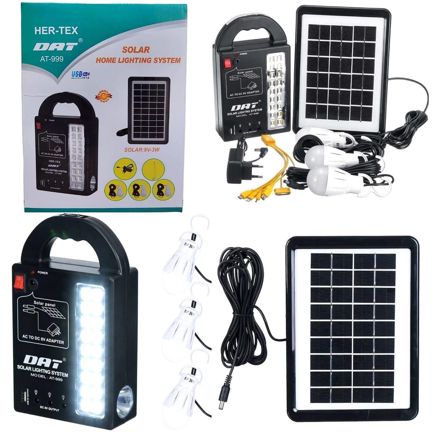 Solar Dat-999 El Feneri Fener Işıldak Kamp Lambası Güneş Enerjili