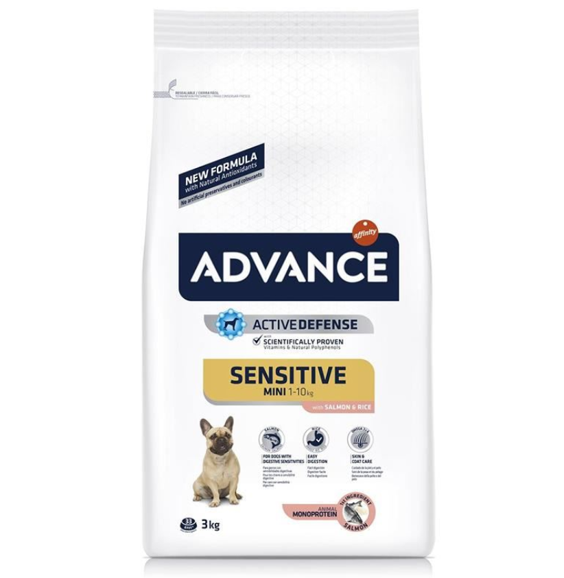 Advance Mini Sensitive Somonlu Küçük Irk Yetişkin Köpek Maması 3 KG