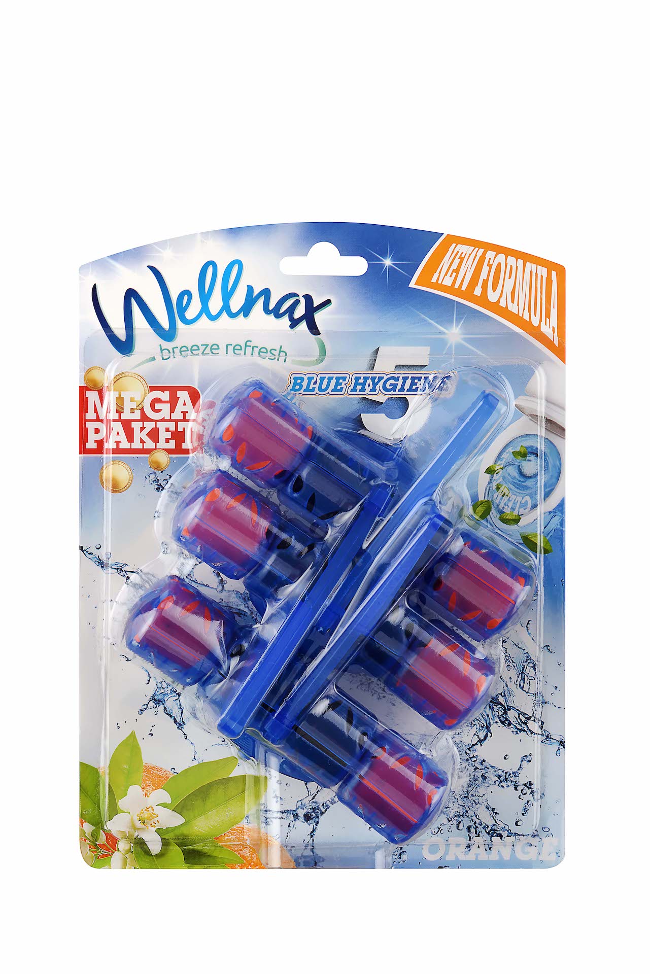 Wellnax Wc Klozet Blok Portakal Çiçeği 3'lü Mavi Paket x1