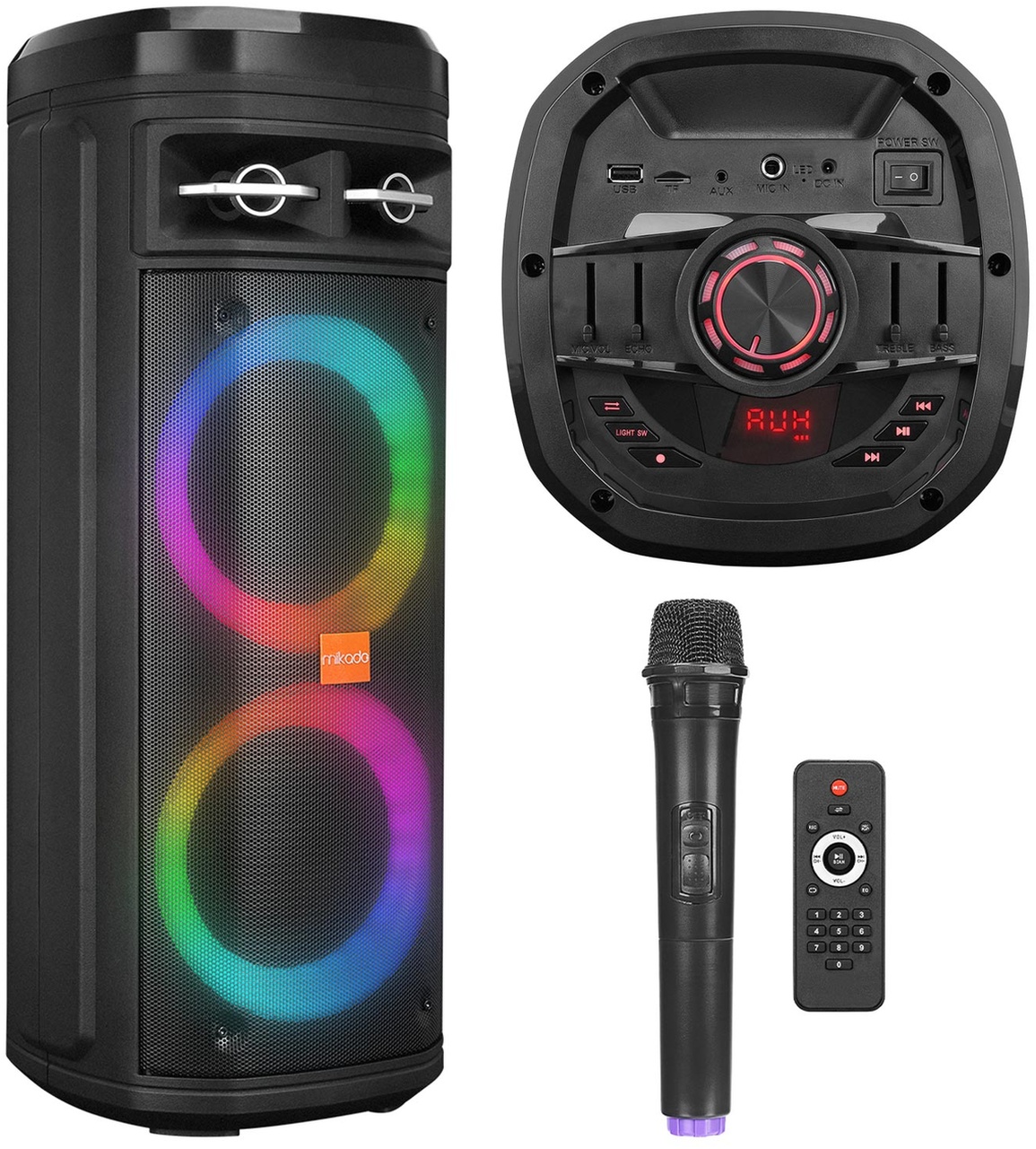 Mikado MD-BT106 Siyah 30W Mikrofonlu RGB Speaker
