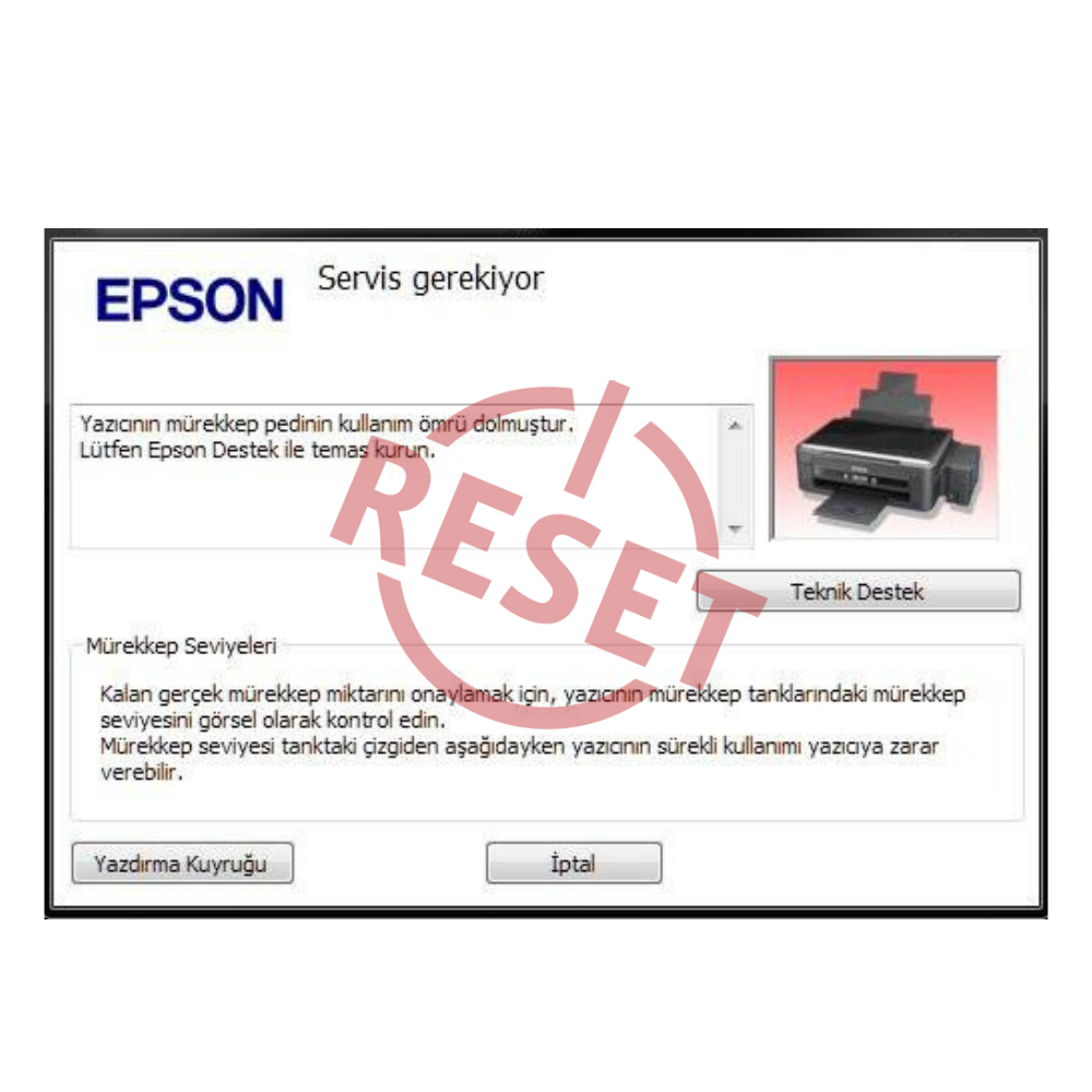 Epson L1210 L3210 L3250 L3251 L3260 L5290 Ped Hatası Resetleme