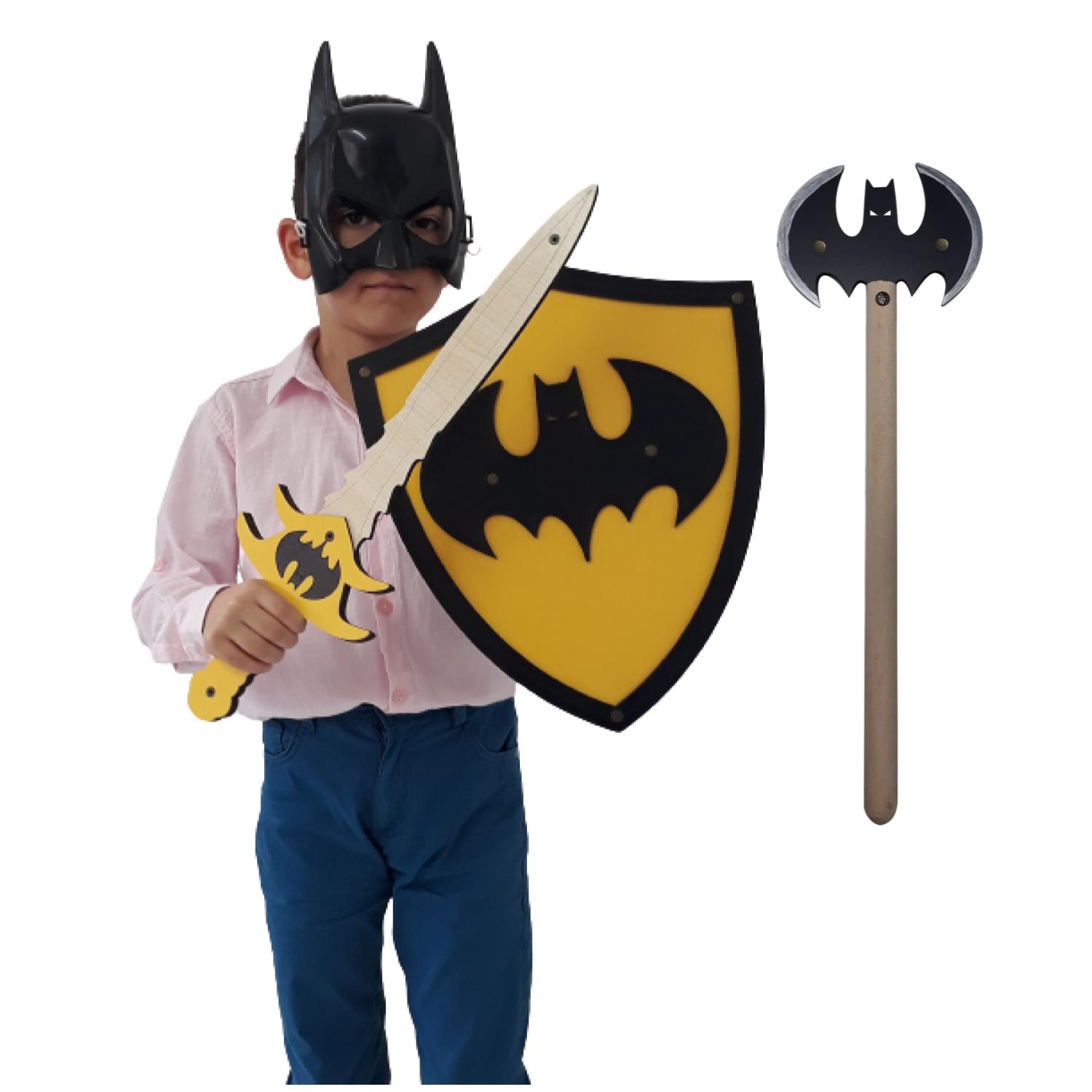 Oyuncak Seti Batman Kalkanı Kılıcı Baltası ve Maskesi Üçgen