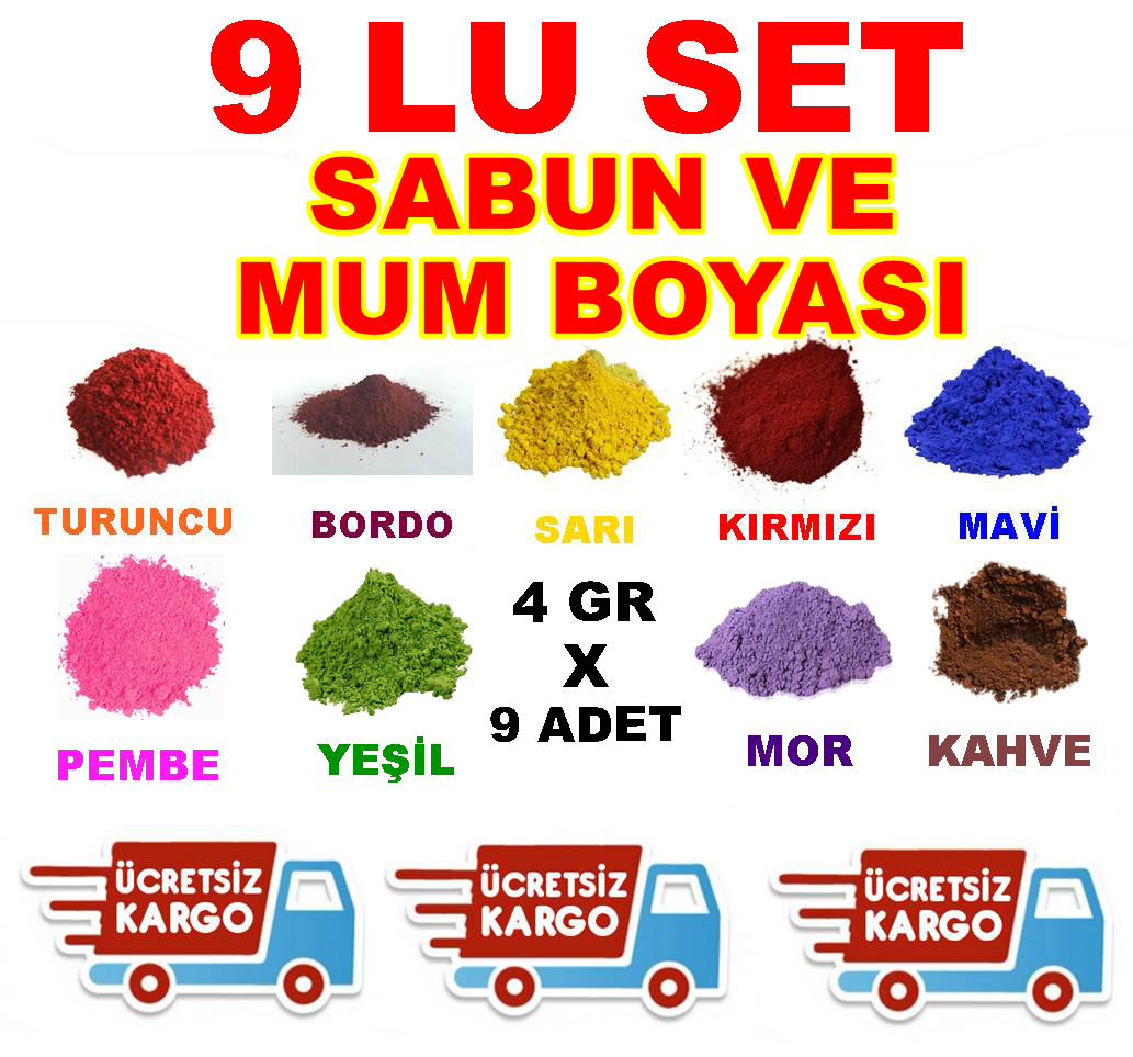 9 Lu Set Sabun Ve Mum Boyası 9 Farklı Renk Sabun Boyası - Mum B