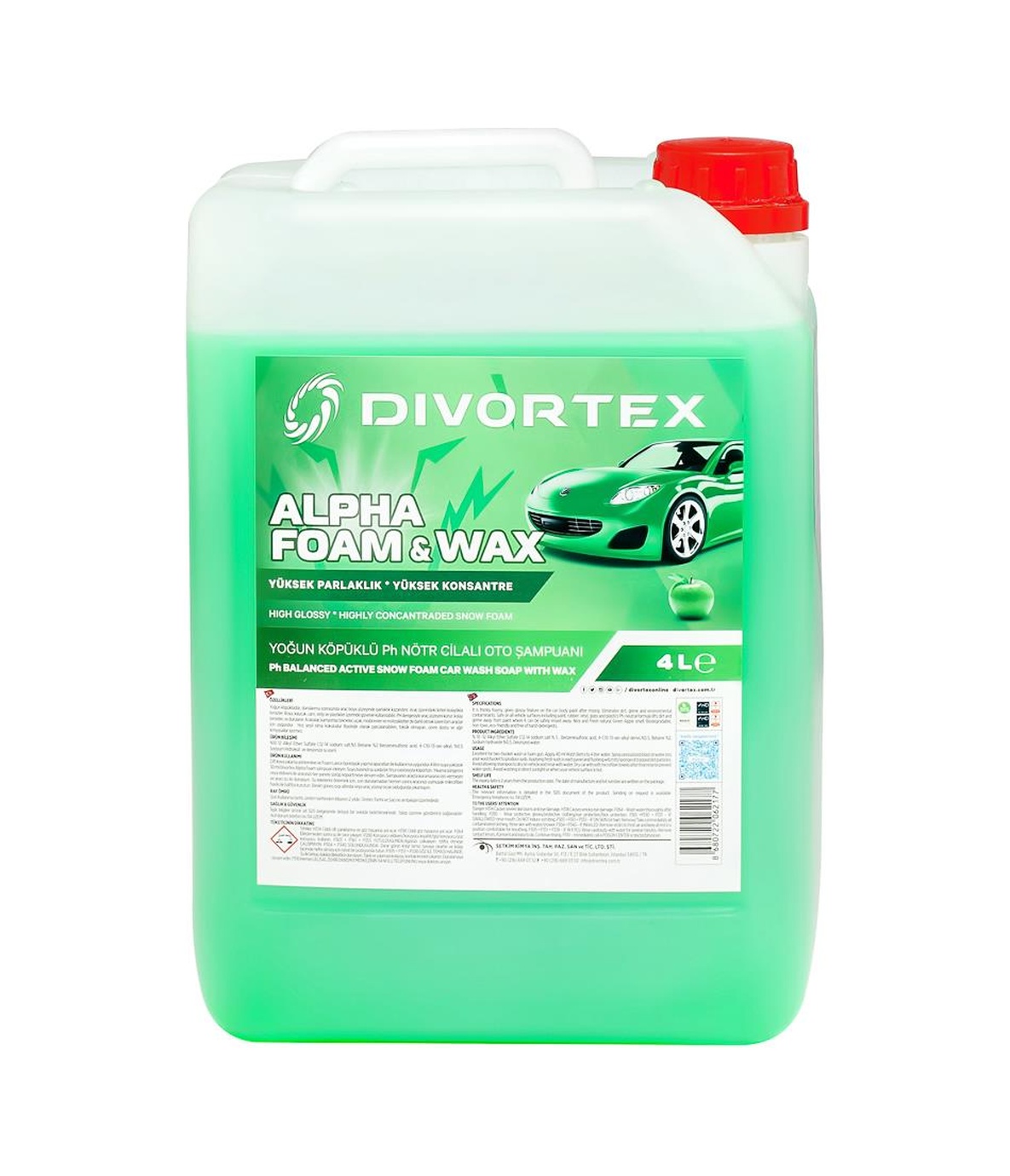Divortex Alpha Foam Ph Nötr Cilalı Oto Şampuanı 4 Lt.