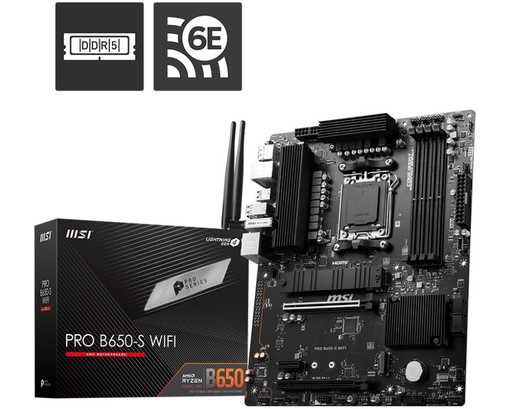 MSI Pro B650-S WIFI AMD B650 7200 MHz (OC) DDR5 Soket AM5 ATX Anakart