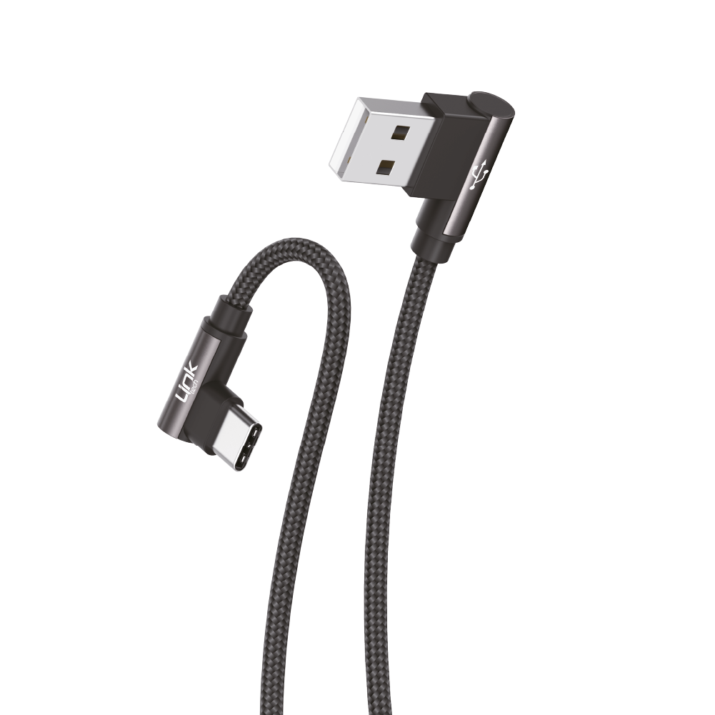 Linktech K594 Safe TYPE-C USB 90 Derece Şarj Kablosu Gri