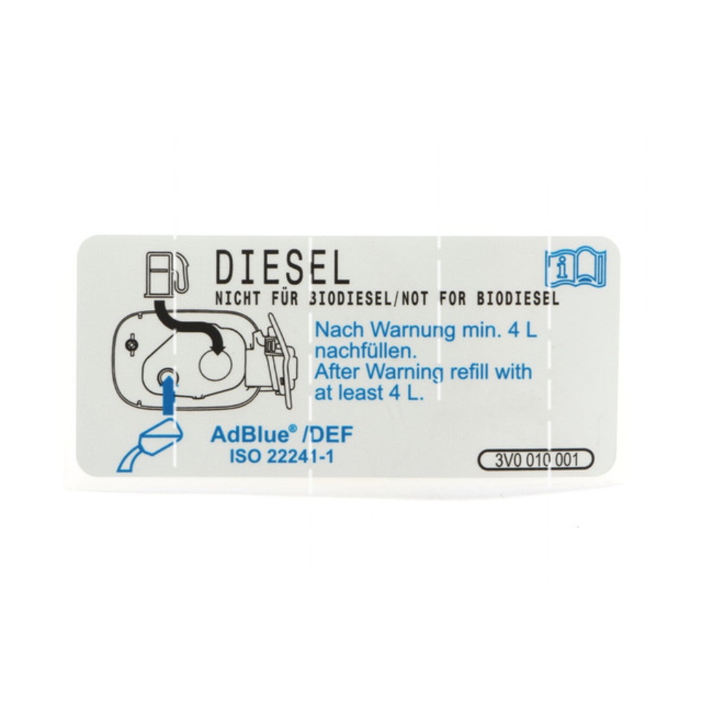 3V0010001 Depo Kapağı Uyarı Etiketi Adblue Dizel Sticker