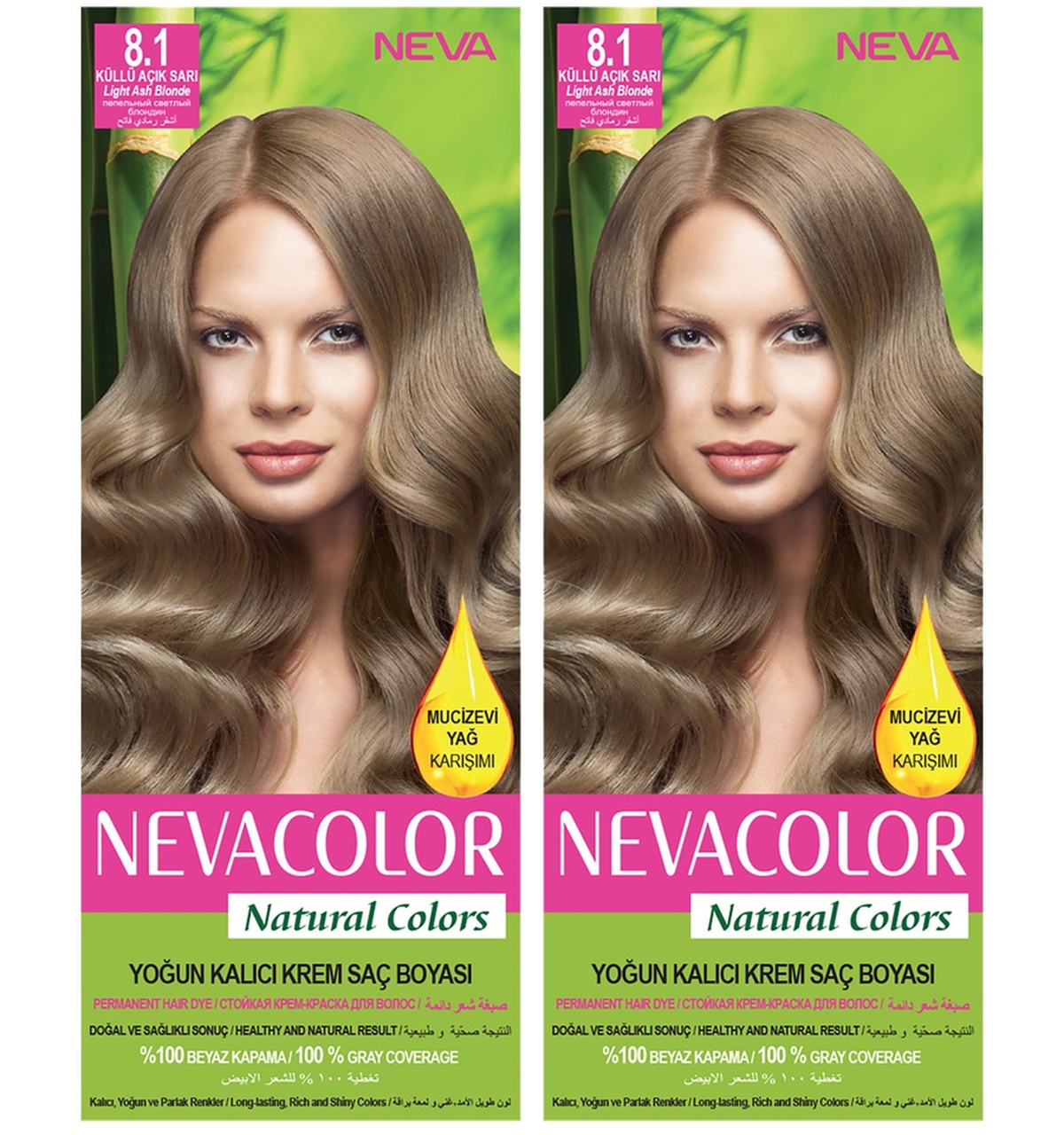 Neva Color Natural Color Saç Boyası 8.1 Küllü Açık Sarı 2'li Set