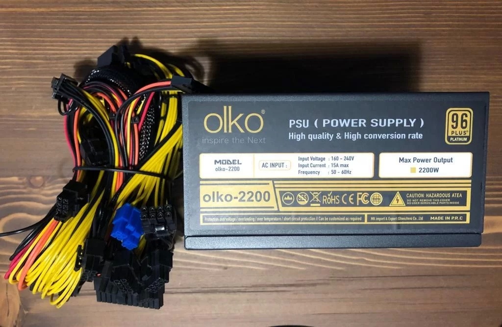 OLKO MK-2200SP 2200W 96+ 2 FANLI MİNİNG POWERSUPLY KUTULU