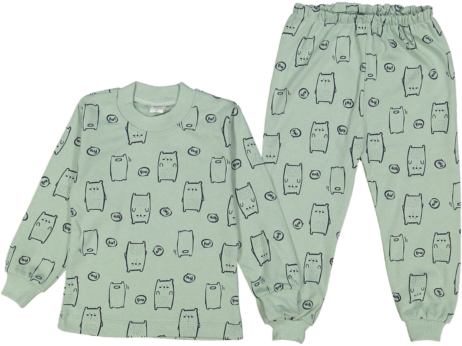 Erkek Bebek Ayı Baskılı Pijama Takımı