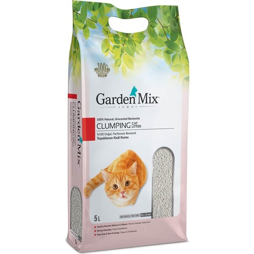 Garden Mix Parfümsüz İnce Topaklaşan Bentonit Kedi Kumu 5 L
