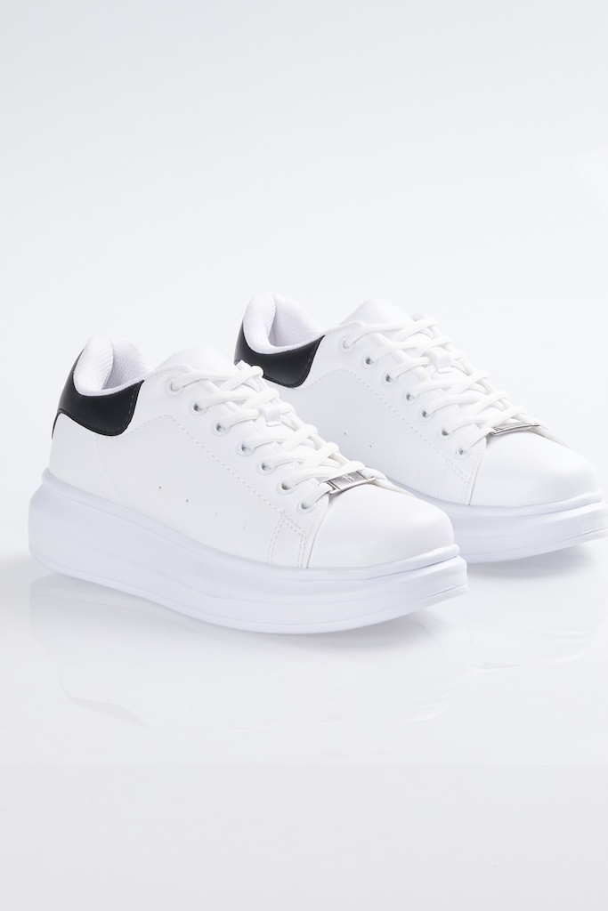 Tonny Black Unisex Beyaz Siyah Günlük Sneaker Ayakkabı V2Alx Beyaz Cilt