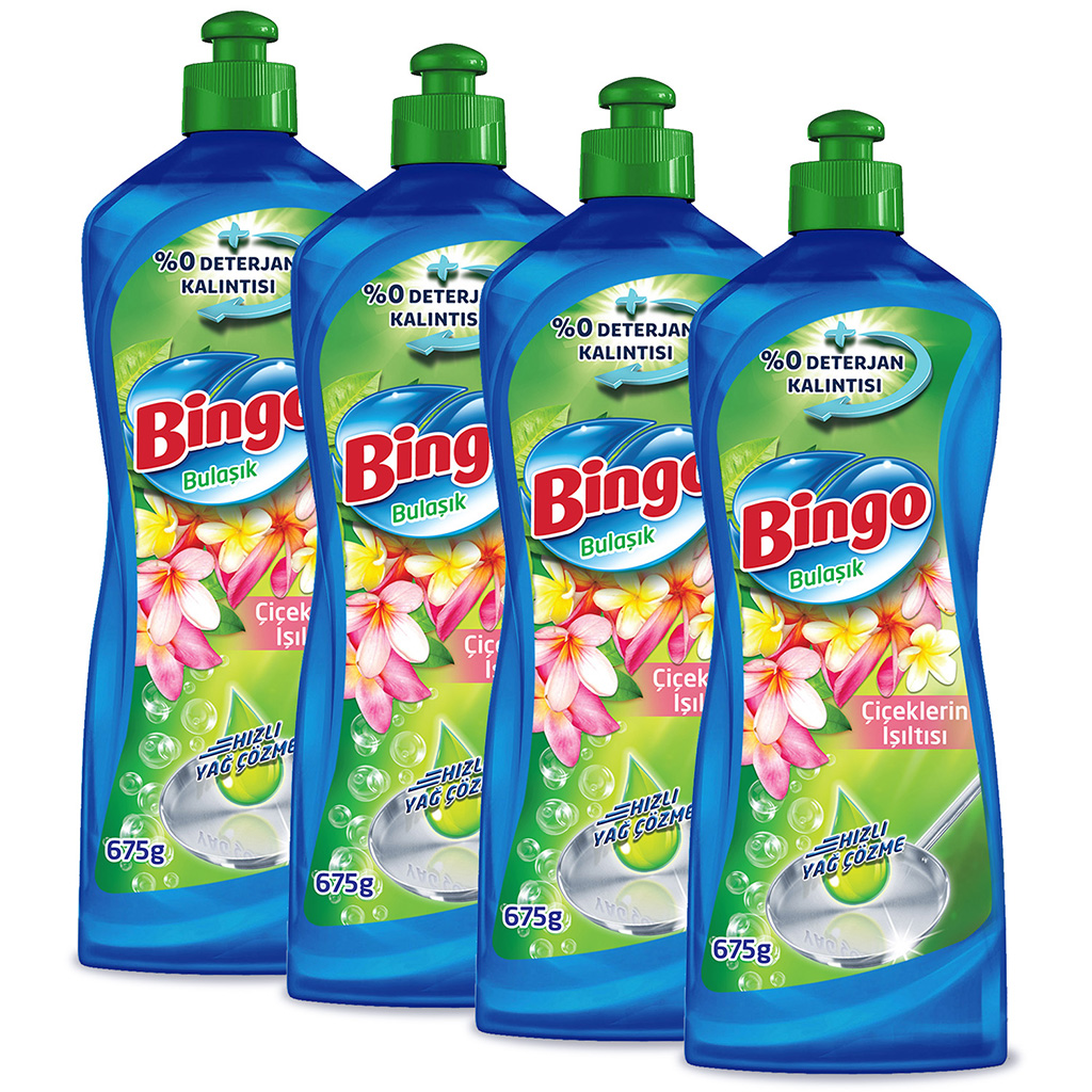 Bingo Dynamic Çiçeklerin Işıltısı Sıvı Bulaşık Deterjanı 4 x 675 G