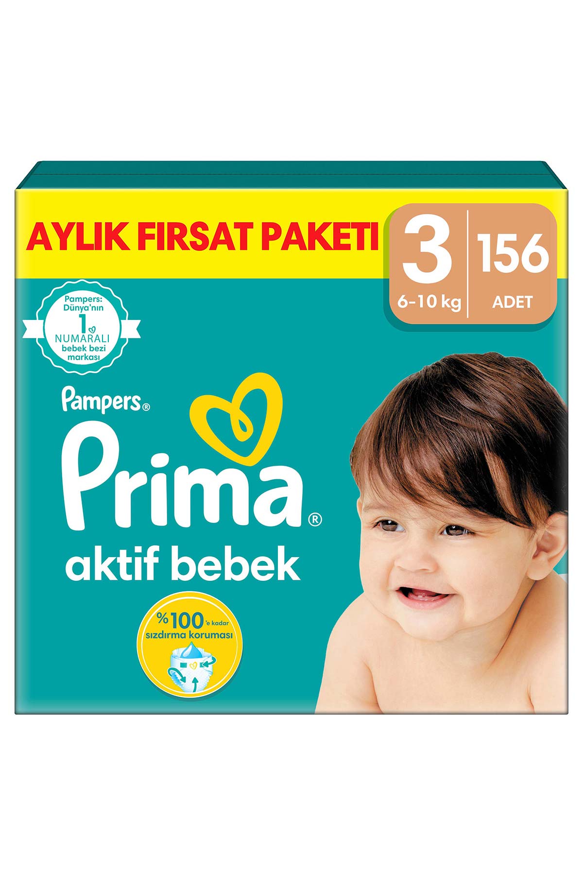 Prima Aktif Bebek 3 Beden Midi Bebek Bezi Aylık Fırsat Paketi 156 Adet