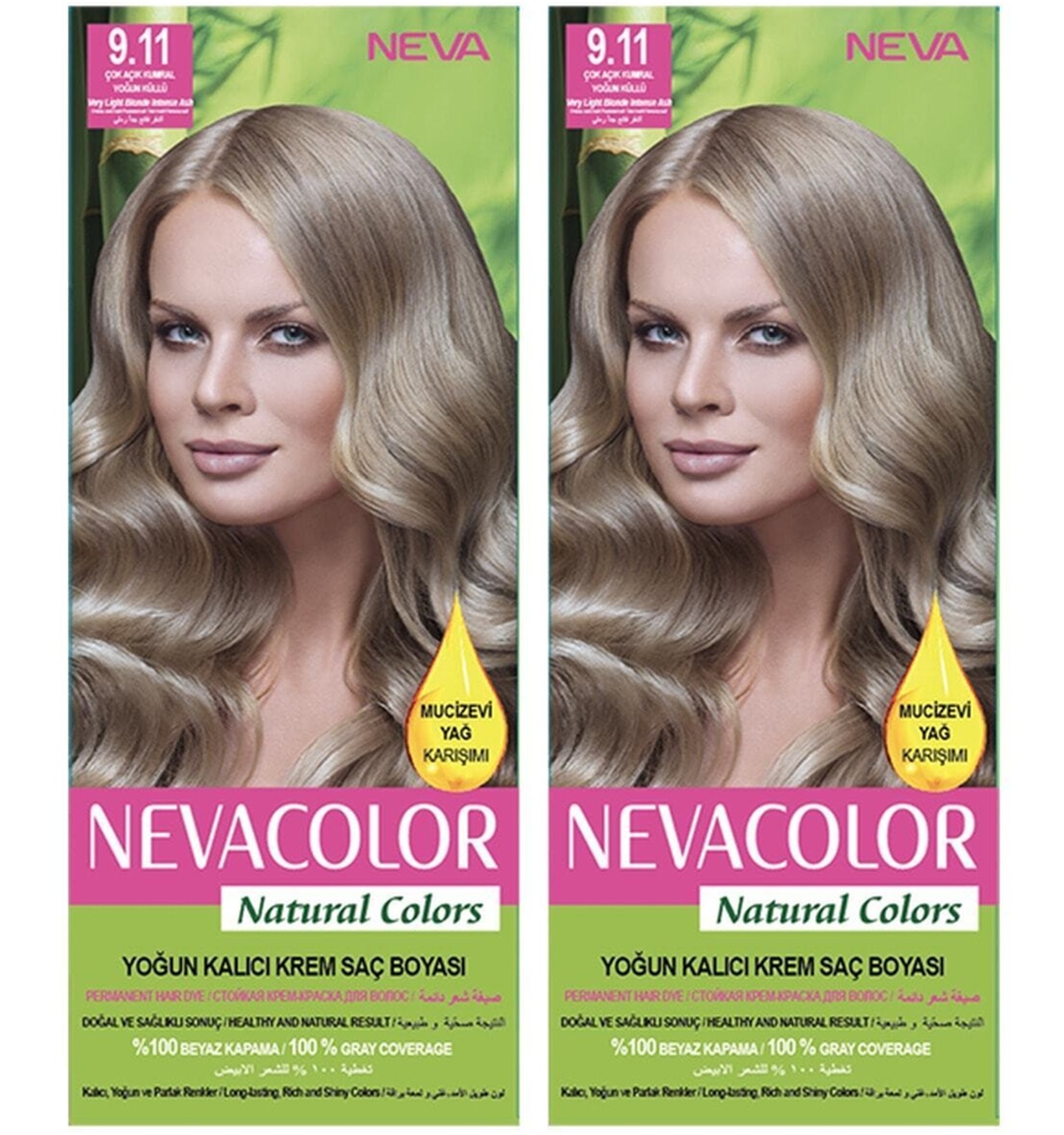 Neva Color Natural Color Saç Boyası 9.11 Çok Açık Kumral Yoğun Küllü 2'li Set