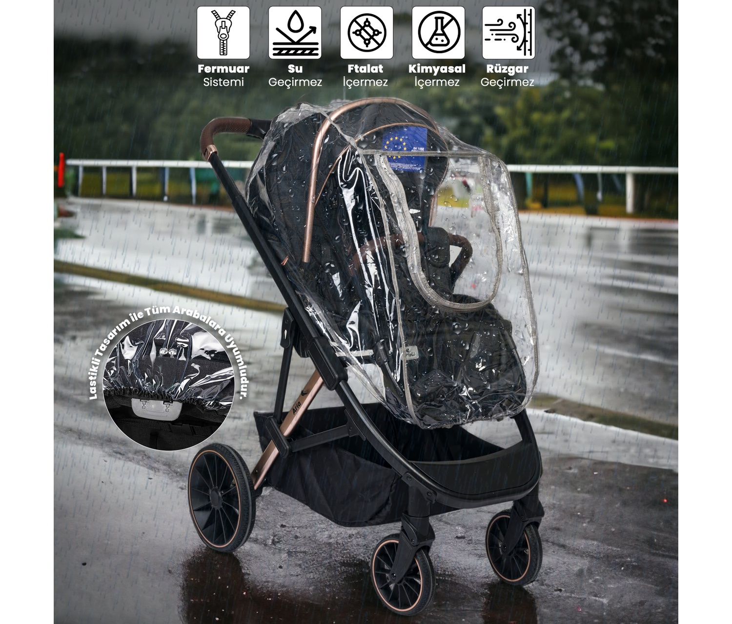 Lorelli Travel Sistem Fermuarlı Bebek Arabası Yağmurluğu