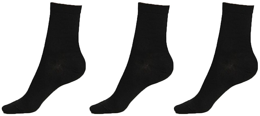 Doliche Siyah Bambu Diyabetik Patentli Gümüş Kadın Çorabı 3'Lü-36-40-Siyah