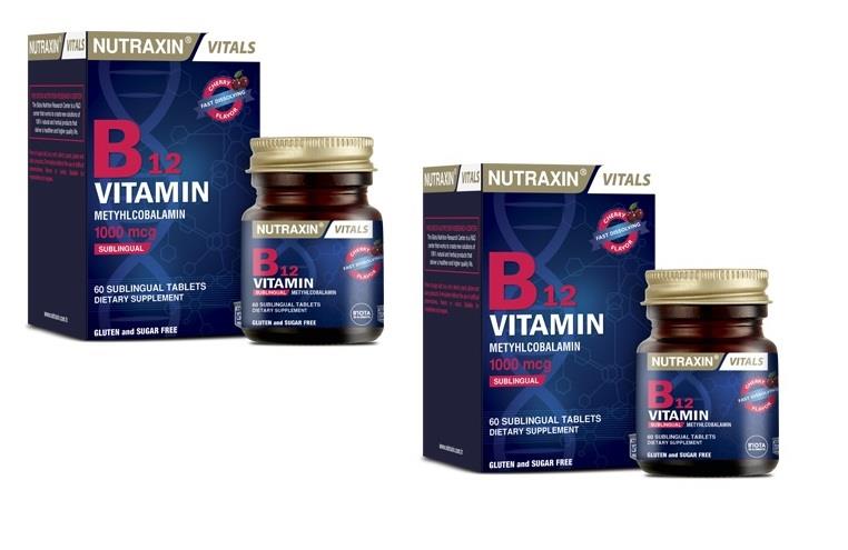 Nutraxin B12 Vitamin 1000 Mcg 60 Dilaltı Tablet 2 Adet