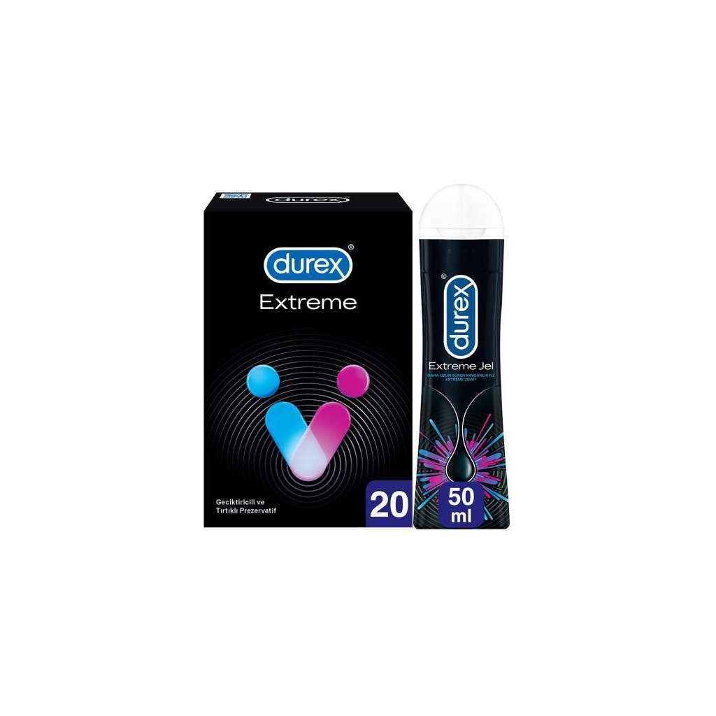 Durex Extreme Geciktiricili Prezervatif 20'li + Extreme Jel 50 ML