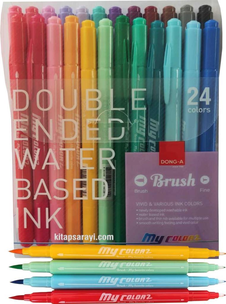 Dong-A My Color Çift Taraflı Fırça Uçlu Keçeli Kalem 24 Renk