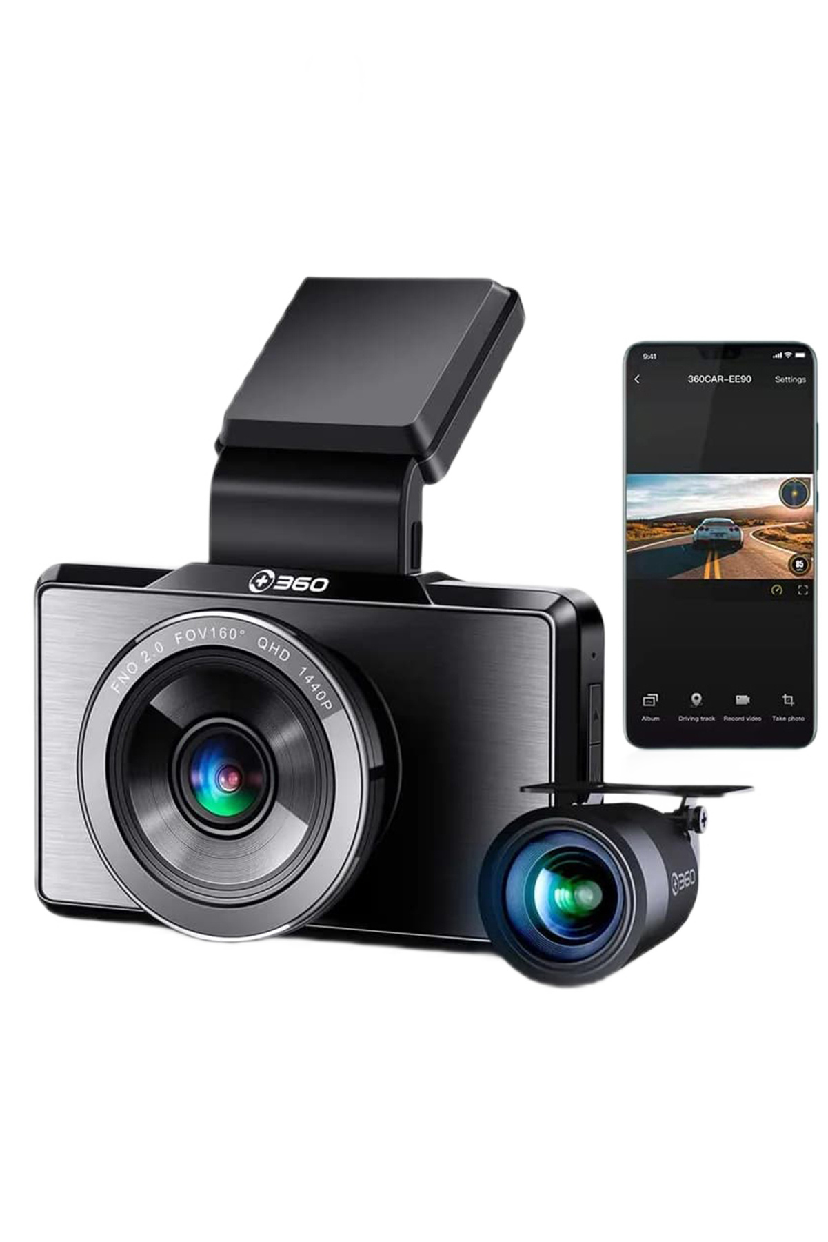 G500H ÖN 2K QHD - Arka 1080P FHD 160° Geniş Açı Lens Gece Görüşü Dahili Gps Modülü Akıllı Araç Içi Kamera
